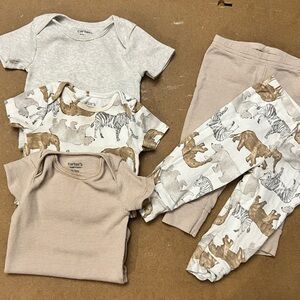 Carter's Baby Animal Print Outfit Set - Gray and Tan